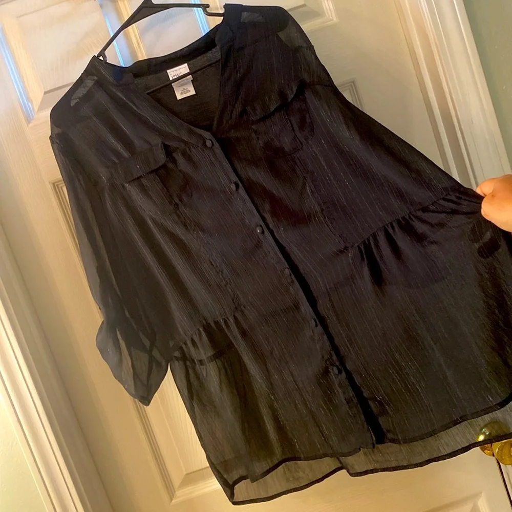 Just My Size Black Sheer Blouse